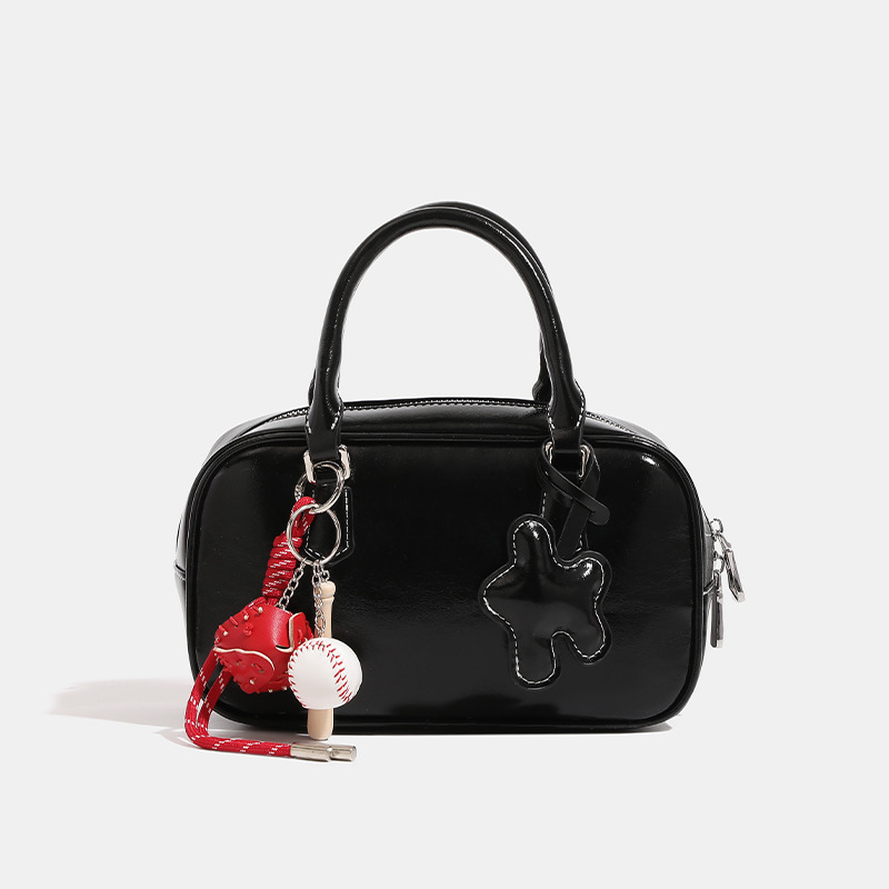 Maillard Beta Toast Small Bowling Bag For Women - Autumn/Winter Niche Boston Handbag, Shoulder & Crossbody Bag - Thumbnail 8