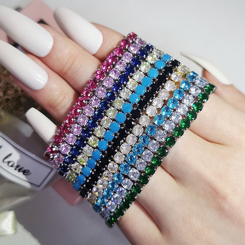 Hip-Hop Tennis Bracelet Jewelry Wholesale Cross-Border Hot Sale in Stock Zircon Women's Full Diamond Sports Style Trendy S5787 Hip-Hop Tennis Bracelet Jewelry Wholesale Cross-Border Hot Sale in Stock Zircon Women's Full Diamond Sports Style Trendy S5787