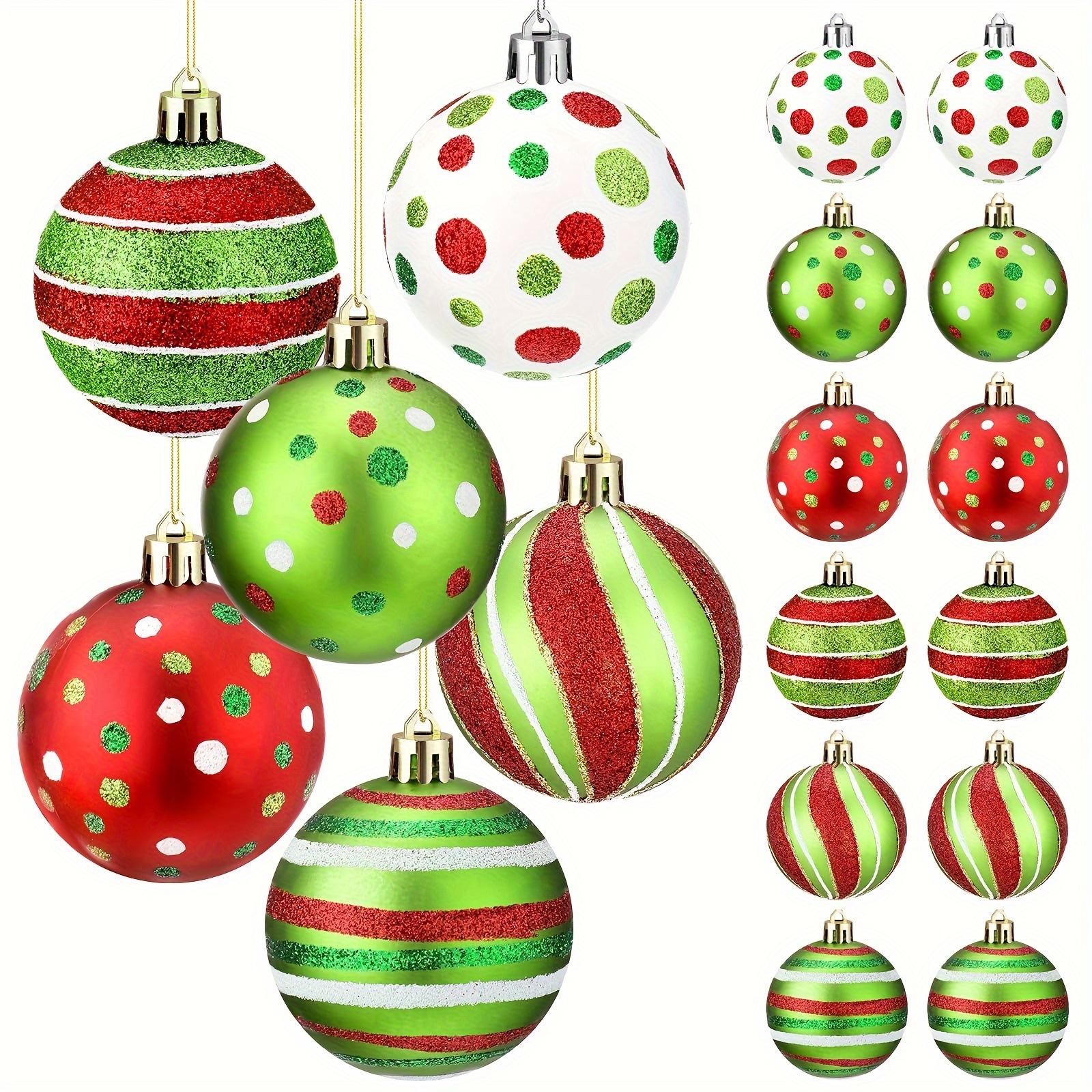 Bolas de Navidad de plástico galvanizadas pintadas a mano 6CM 30 paquetes de PVC cilindro Grinch color de decoración de árbol de Navidad