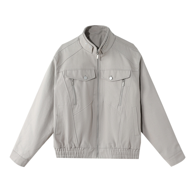 Izkz Jersey Style American Retro Wear-Resistant Jacket Autumn and Winter Windproof Stand-Up Collar Versatile Jacket Men's Couple Loose Top