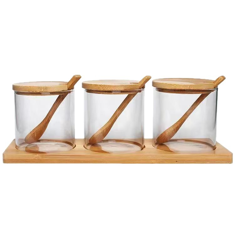 Caja de condimentos de vidrio, frasco de almacenamiento a prueba de humedad para cocina, especias, granos, pimienta, MSG, caja de condimentos a prueba de humedad.