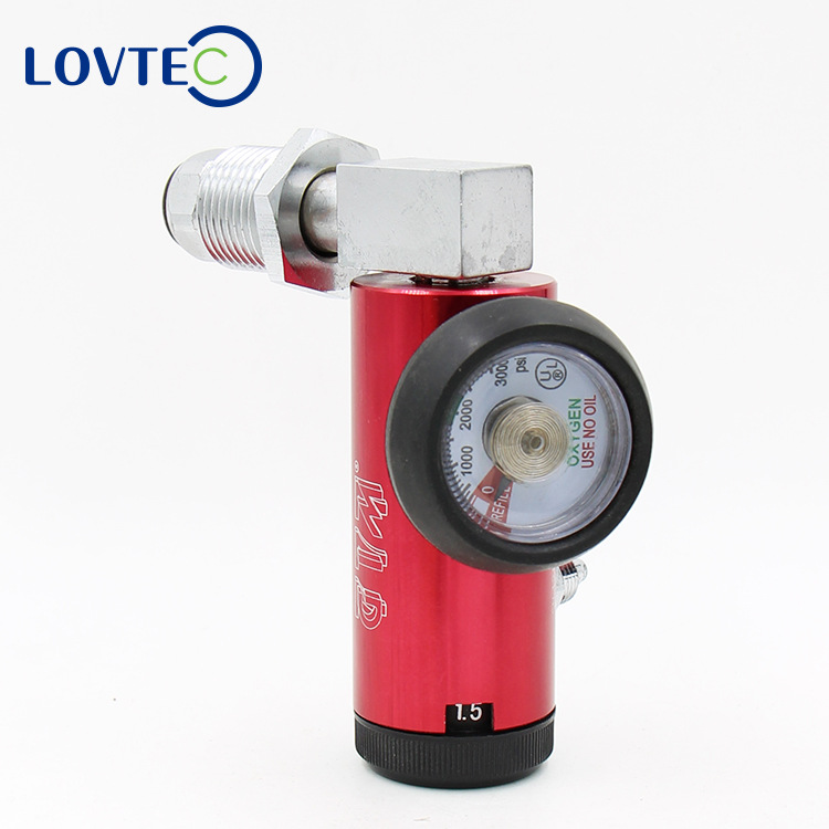 爱特阀门呼吸机钢瓶减压阀快速接口进气接头呈90°直角氧气调节器