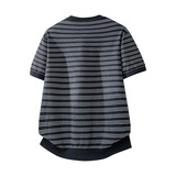 ZH8115-3D夏薄款老钱风宽松休闲上衣美式条纹亨利领针织短袖，男装针织衫/毛衣，星座614