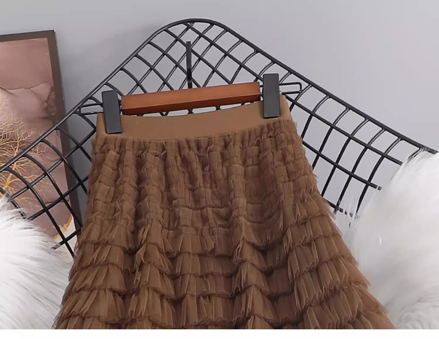 Chân váy lưới xếp tầng cạp cao dáng dài tiên nữ — Màu tím nho (tham khảo trọng lượng 80-140) chi tiết 20
