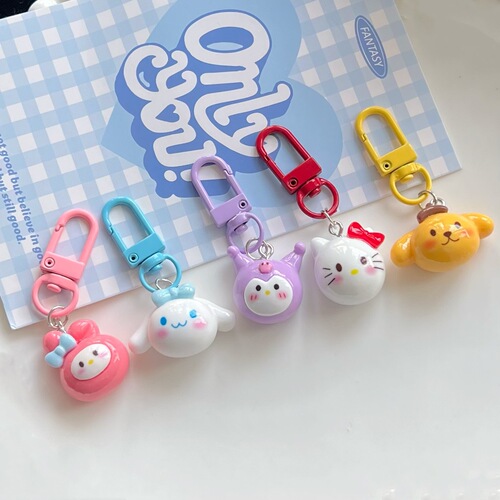 Round three-dimensional Sanrio keychain ins sweet girl school bag pendant best friend gift student jewelry