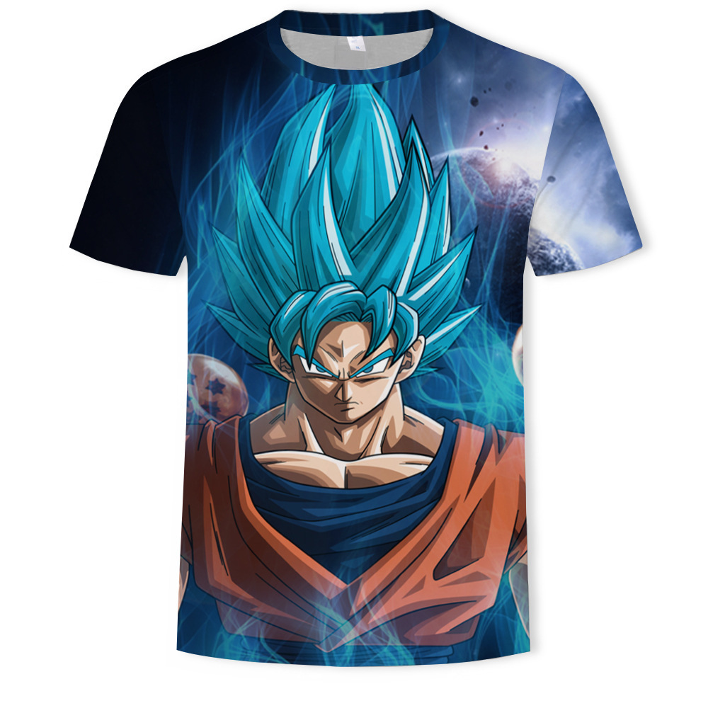 Nuevo producto AliExpress estilo explosivo tendencia super fuego anime serie Dragon Ball camiseta hombre impresión digital 3D dibujos animados europeos y americanos