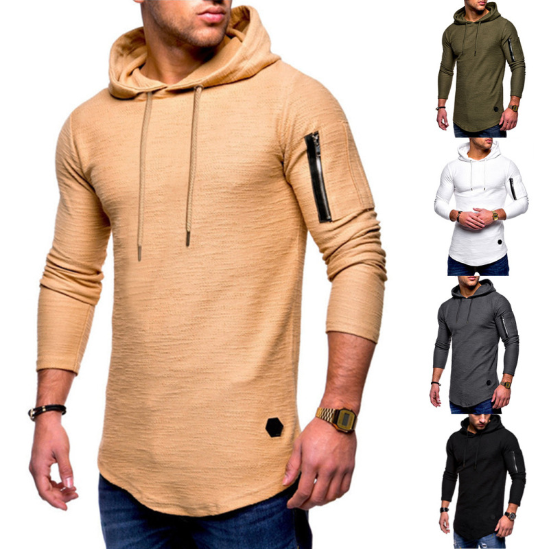 2021 foreign trade slim-fit round neck long-sleeved T-shirt men's arm zipper personality European and American style casual bottoming shirt T-shirt men 2021 foreign trade slim-fit round neck long-sleeved T-shirt men's arm zipper personality European and American style casual bottoming shirt T-shirt men