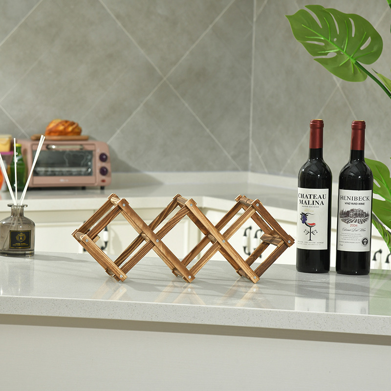 Estante para vinos plegable de madera, estante para vinos tinto de madera, soporte para vinos creativo, almacenamiento conveniente, venta directa de fábrica, portátil