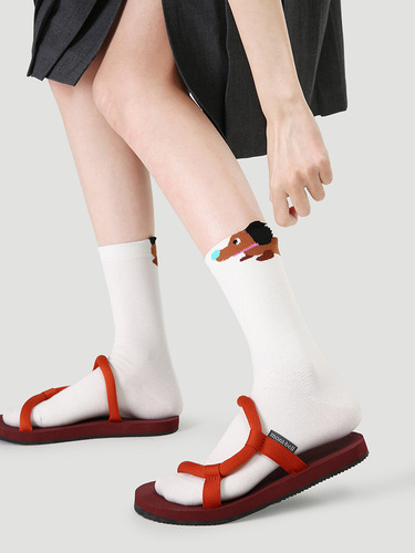 Renaissance original women's socks spring and summer three-dimensional puppy socks women's ins trend mushroom boneless cotton mid-calf socks
