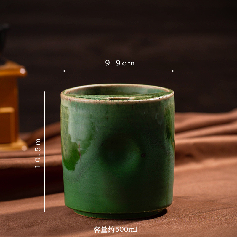 窑变复古咖啡杯水杯创意陶瓷直筒杯大容量吸管杯跨境粗陶马克杯子|undefined