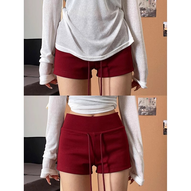 American Style Hot Girl Sports Shorts Women's Summer Thin High Waist Hip Slimming Casual Pants Straight Outer Wear Hot Trendy Pants