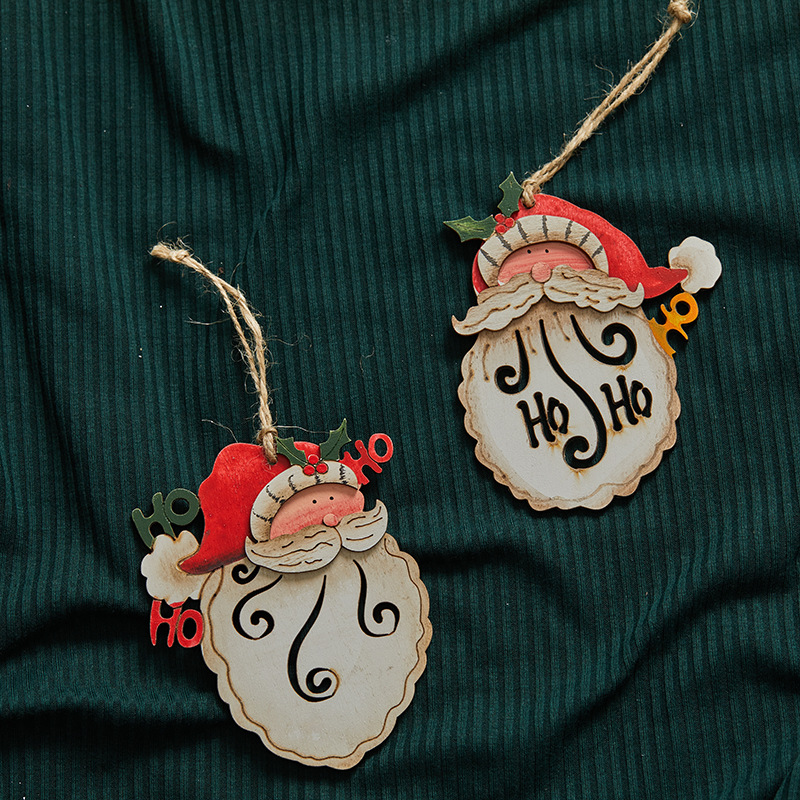 Madera de 10cm madera Santa colgante decoración de Navidad pintada a mano vieja colgante colgante de árbol de Navidad
