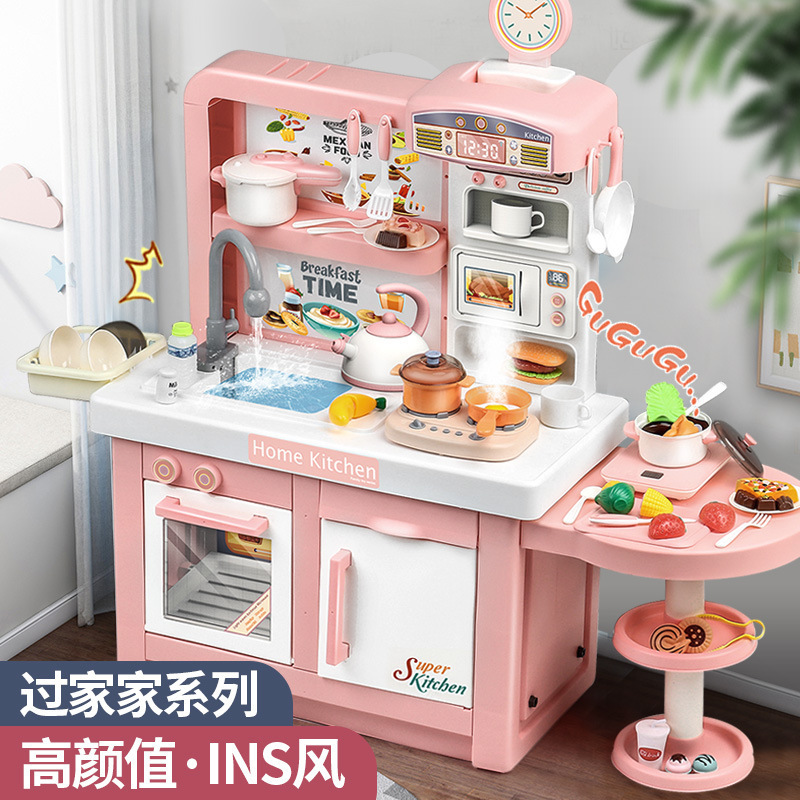 Comercio exterior para niños 100cm horno electromagnético de simulación de pulverización táctil mesa de cocina cubiertos de agua eléctrica juguetes caseros