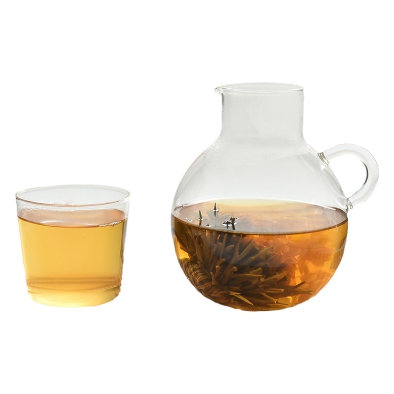 Jarra para agua fría, una jarra y una taza, juego de cafetera de vidrio multiusos resistente al calor, gran capacidad, se puede calentar sobre fuego abierto, ideal para bebidas frías.