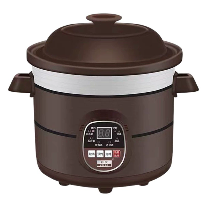 Электрический горшок для тушения с фиолетовым песком Бытовая керамика Интеллектуальная Автоматическая электрическая кастрюля для супа Каша Кастрюля Многофункциональный маленький бытовой горшок для тушения