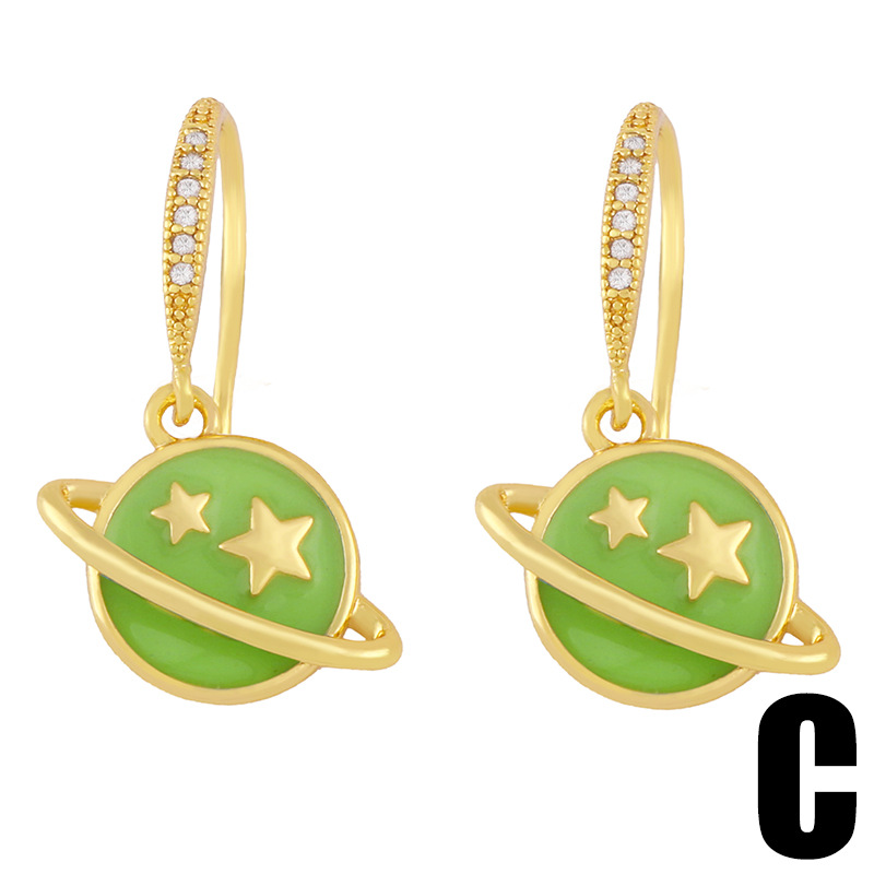 Boucles D&#39;oreilles En Cuivre Univers Planète Lune Étoile En Gros Nihaojewelry display picture 5