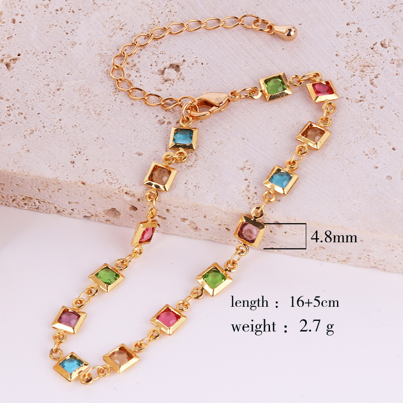 1 Piece Fashion Square Copper Plating Inlay Zircon Women's Bracelets Necklace display picture 2