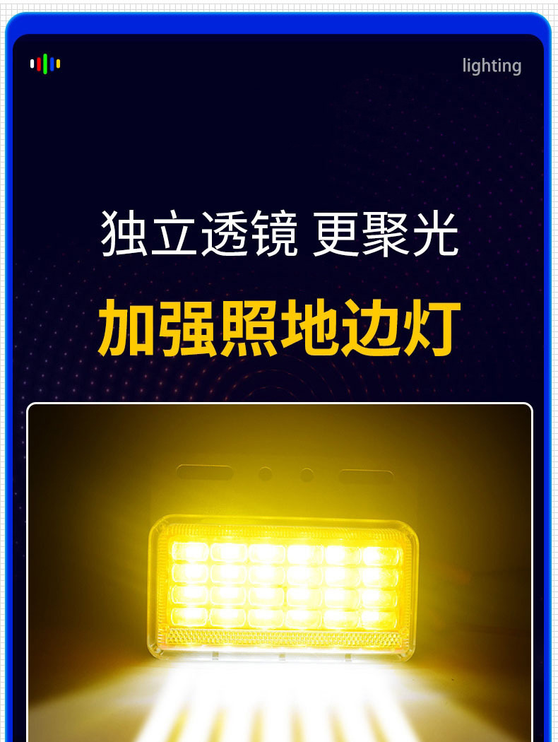9D Multi-Bead Lens Truck Side Light, Strong Illumination, 12V/24V Large Truck Trailer Tire Light, Width Indicator Light, Waist Light