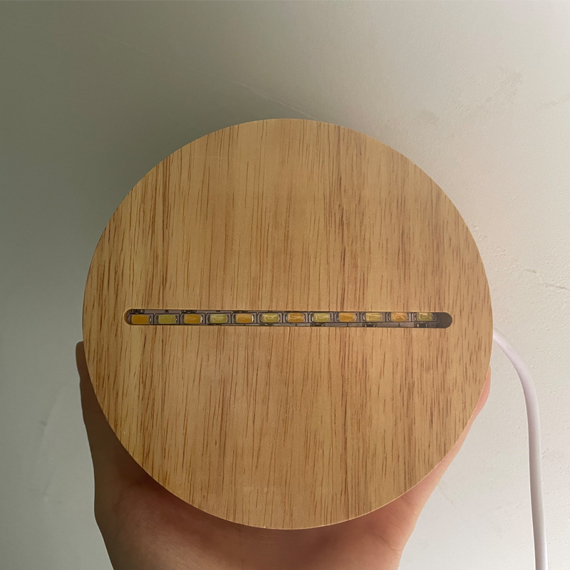 Cross-border acrylic wood craft LED lighting base creative decorative piece solid wood DIY night light base