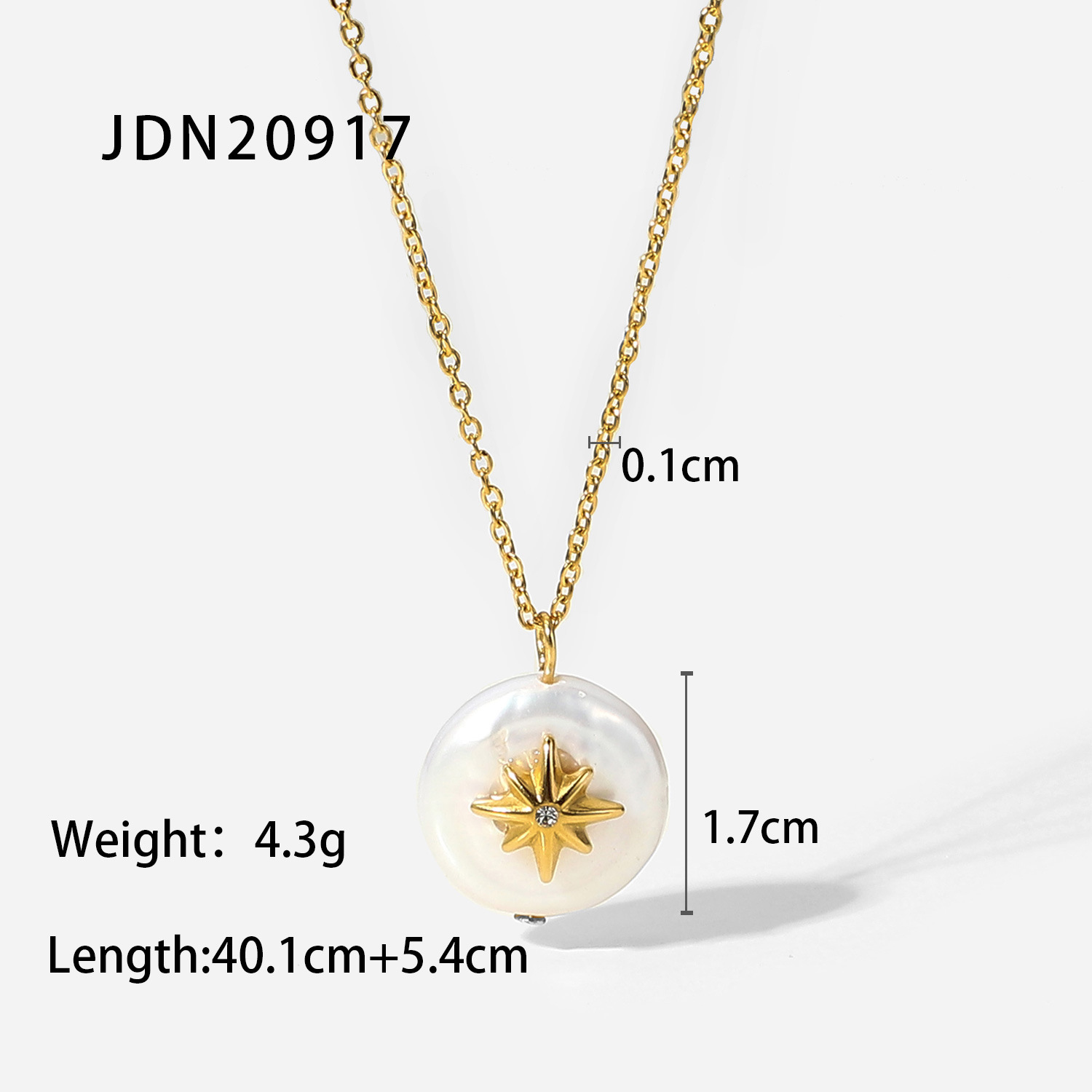 Fashion 18k Gold Stainless Steel Star Freshwater Pearl Necklace display picture 4