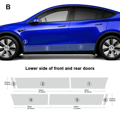 Cross-border exclusive for Automotive Film - tpu-transparent-protective-film-tesla-model3-y-tpu-front-and-rear-doors-and-lower-sides