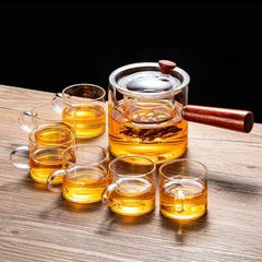 高硼硅花茶壺茶具套裝沖茶器耐熱玻璃泡茶壺養生壺側把茶壺煮茶器