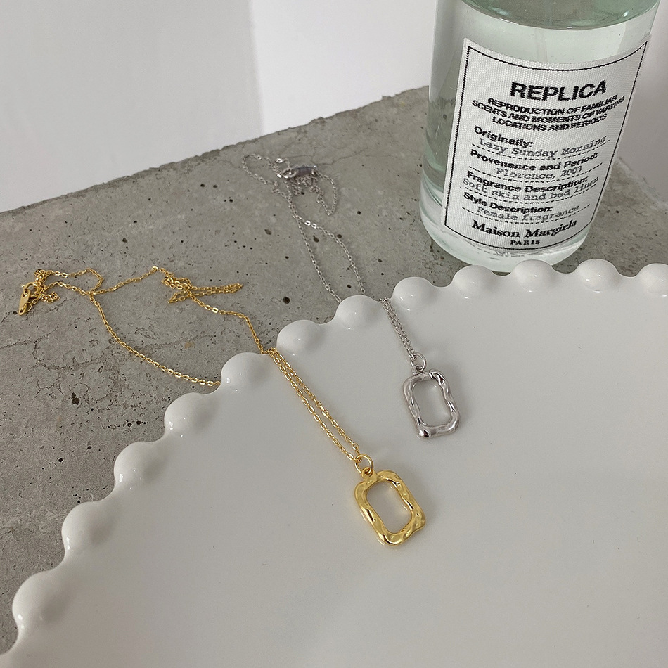 Pendant Necklace Classification 925 Sterling Silver Cable Chain Hollow Out Geometric Pendant Necklace