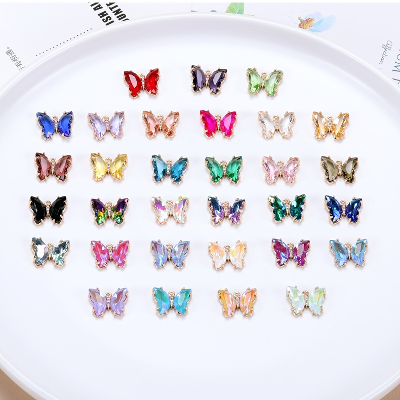 DIY Jewelry Accessories Classification 20 PCS/Package 15 * 19mm Copper Glass Butterfly Pendant