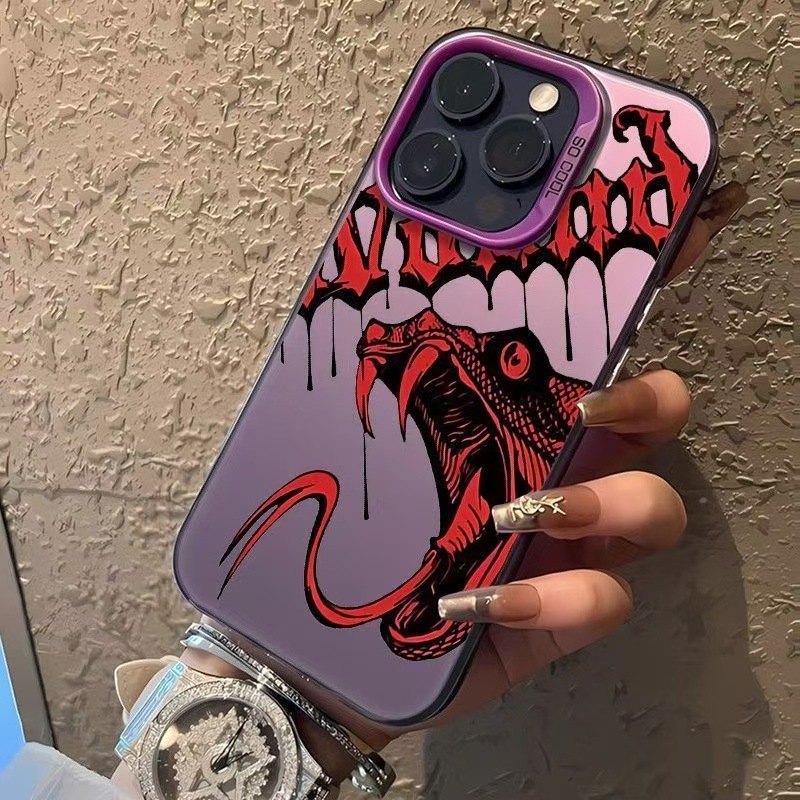 Nueva cabeza de serpiente inglesa para iPhone 16 funda para teléfono móvil Apple 15promax/14 anti-caída 13pro12 Europa y América