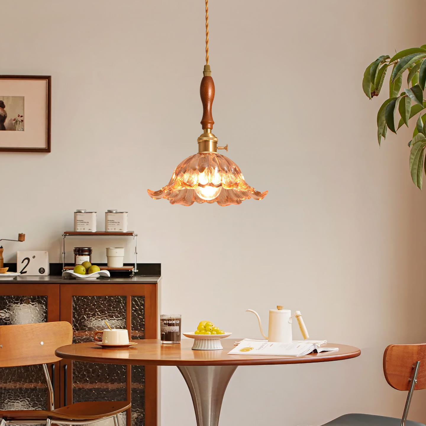 Flor medieval francesa lámpara de restaurante de tres cabezas lámpara de mesa de comedor bar estilo japonés retro estudio lámpara de sala de té L271