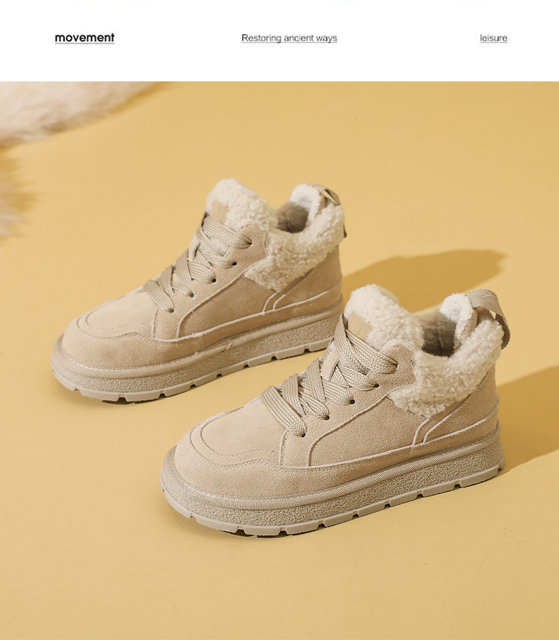 Women's Snow Boots Warm Winter Velvet Lined Thick Sole Cotton Shoes_voghion.com
