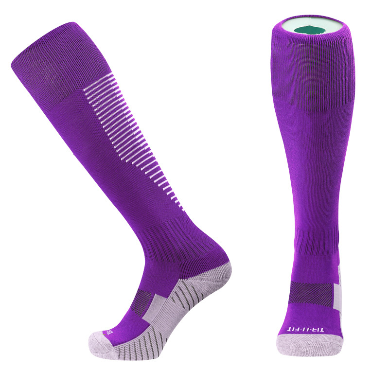 Calcetines de fútbol sobre la rodilla de color sólido personalizados Calcetines para adultos, niños de escuela primaria, calcetines deportivos con fondo de toalla gruesa, calcetines de béisbol