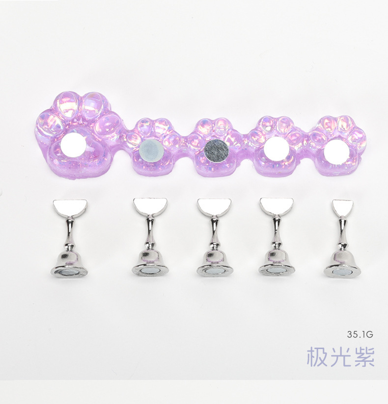 Base de práctica para principiantes en decoración de uñas, soporte de exhibición de uñas con garra de gato Aurora, soporte de uñas portátil con garra de gato láser, venta al por mayor