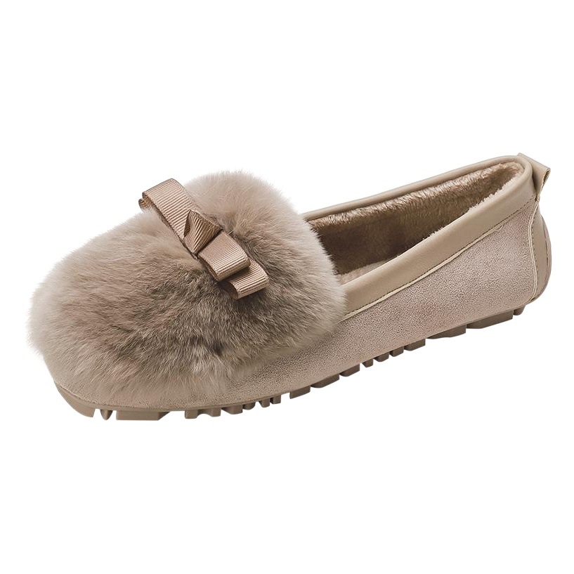 TODOS zapatos de piel de conejo Rex 2023 invierno nuevo estilo coreano zapatos planos de una sola capa forrados de lana más tamaño zapatos de piel desgaste exterior 41-43