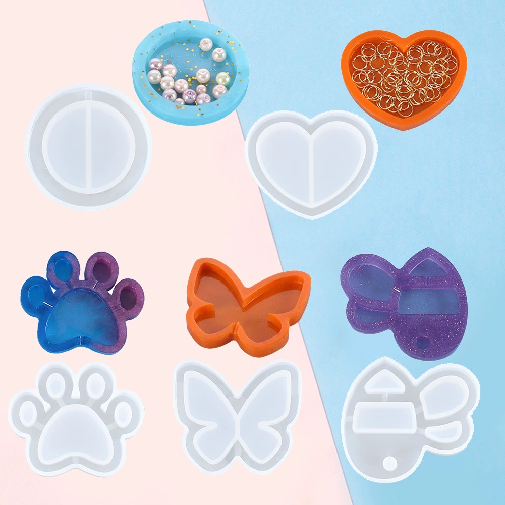 Storage box heart shaped, accessory with butterfly, silicone mold, handmade