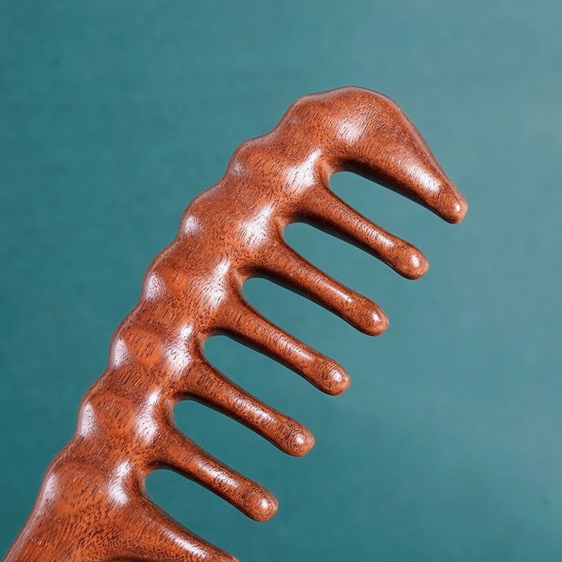 Organic curly anti-static massager golden sandalwood, brush 4