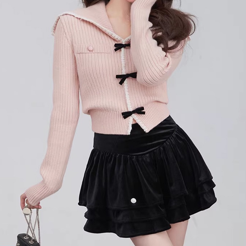 Navy cute long-sleeve with bow