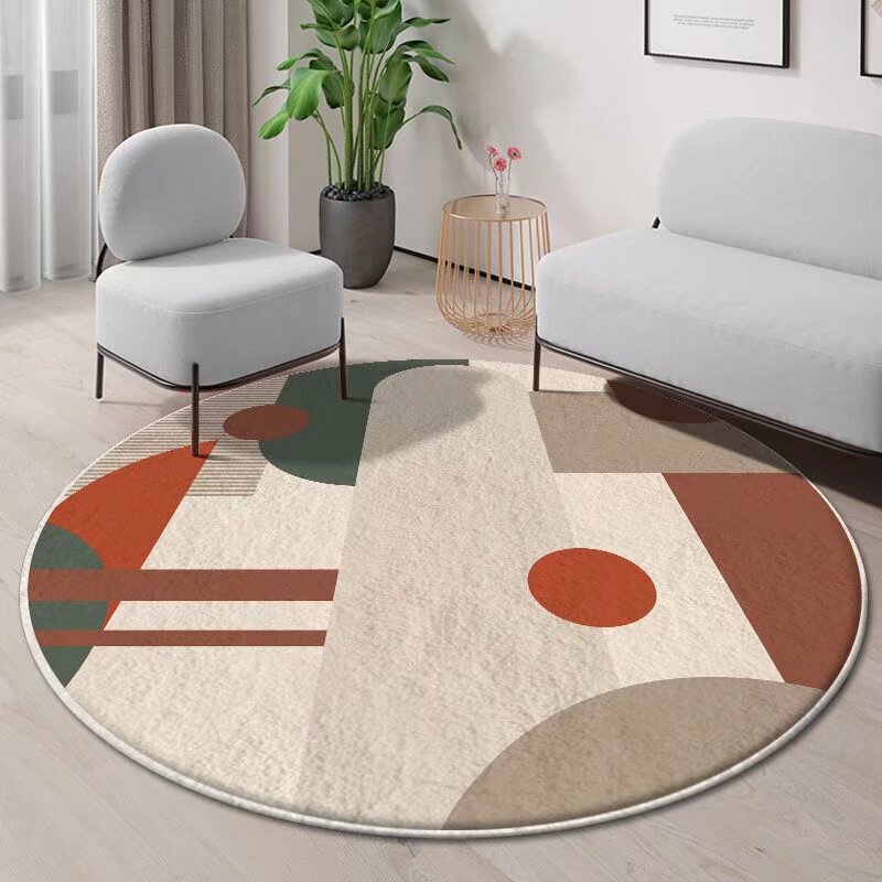 Cross-border cashmere-like round carpet thickened warm floor mat modern minimalist carpet living room bedroom floor mat rotating chair Mat