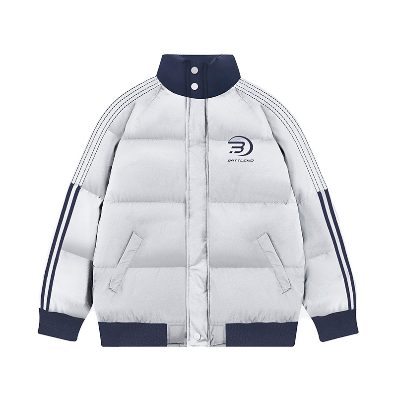 Moda nacional Color americano a juego lado a rayas de algodón acolchado abrigo de los hombres y las mujeres de invierno engrosada pareja de pan abrigo cálido