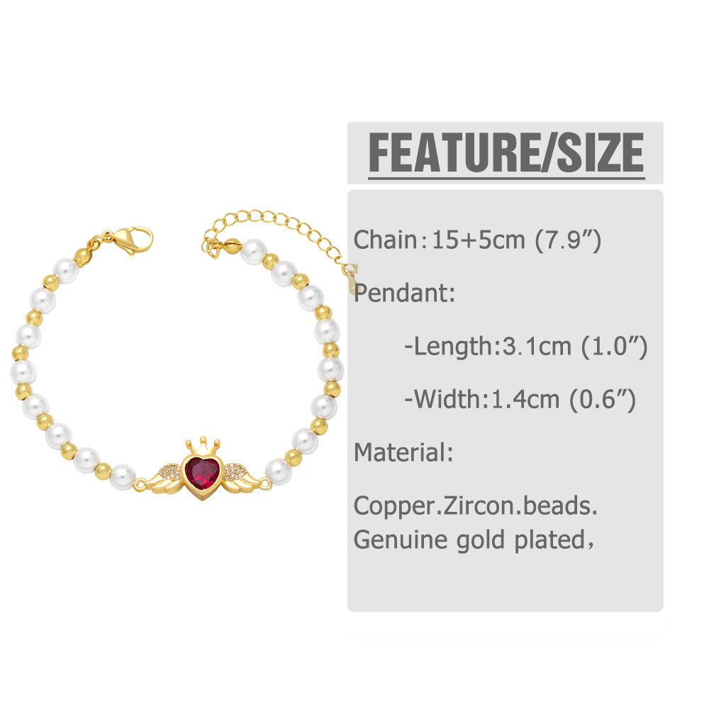 Fashion Heart Shape Copper Plating Rhinestones Bracelets 1 Piece