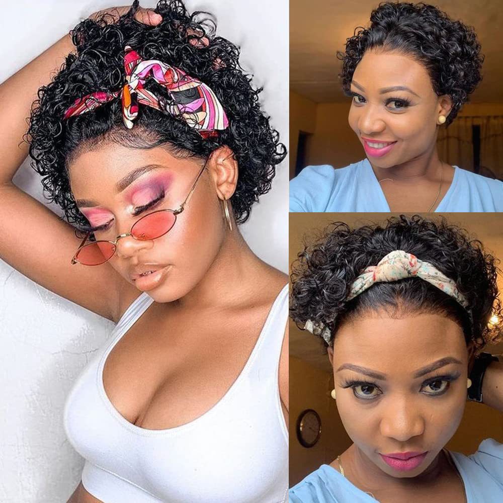 Peluca de cabello humano real con encaje completo 13*1, estilo africano con rizos pequeños, popular en Amazon.