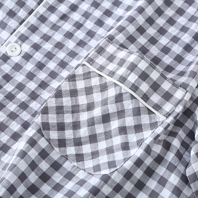 Baumwolle Plaid Design männer Hosen Pyjamas Homewear Anzug für Herbst Dünne Kurzarm Hosen Plaid Homewear Pyjamas Männer – Detail 22