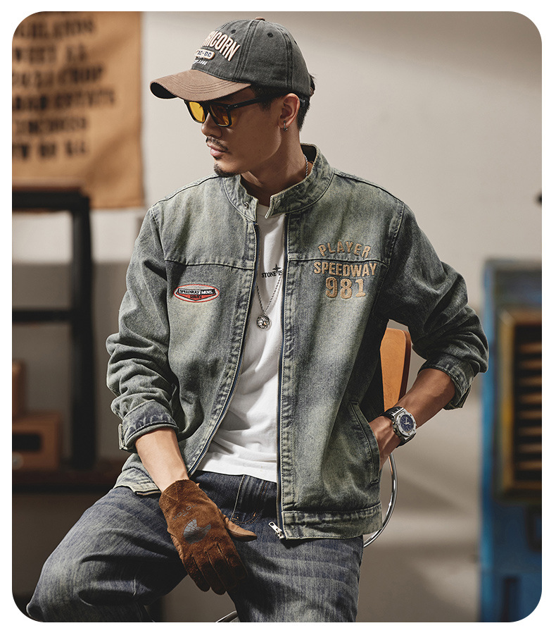 Autumn and winter trendy brand denim jacket men's loose retro men's jacket versatile lapel high street men's top_voghion.com