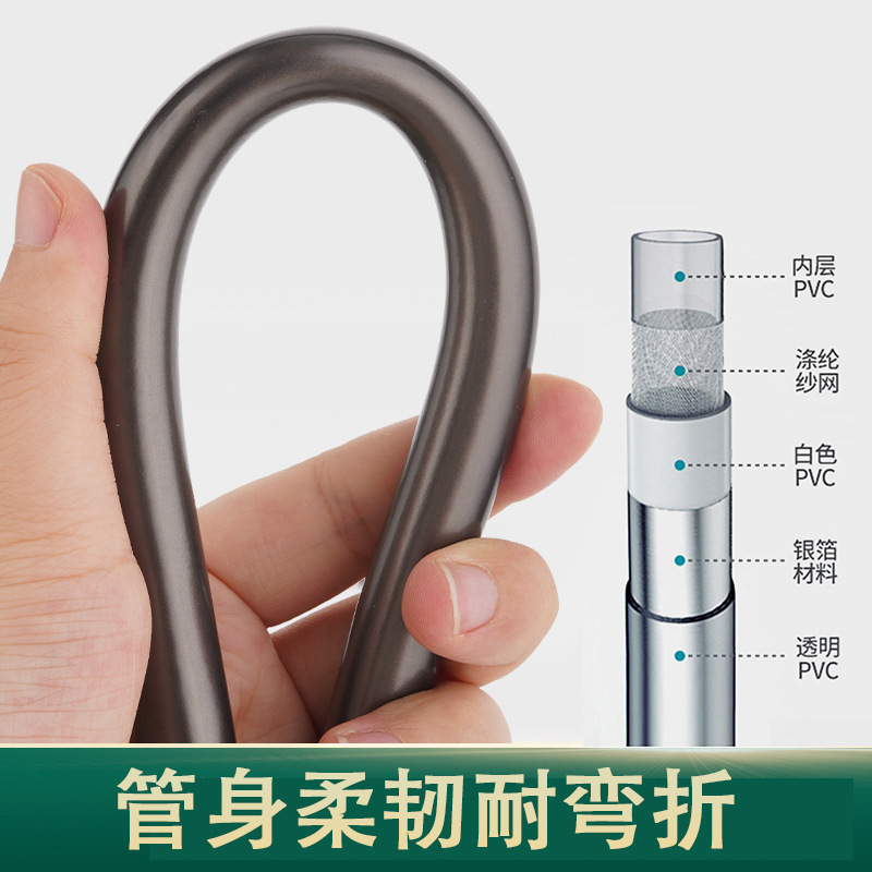PVC製ガンメタルグレーのシャワーホース、給湯器の排水管、浴室のシャワーチューブ、ノズル接続用シャワーチューブ|undefined