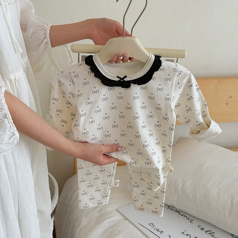 儿童家居服春秋纯棉A类睡衣男女宝棉家居卡通印花秋衣秋裤两件套|undefined