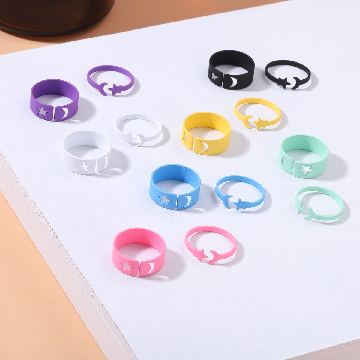 Fashion Simple Star-moon Ring Solid Color Alloy Open Ring display picture 1