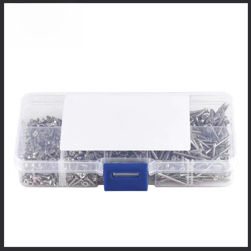 국경 간 폭발 800PCS M2 KA 셀프 태핑 스크류 세트 박스 탄소강 크로스 플랫 헤드 셀프 태핑 스크류 세트