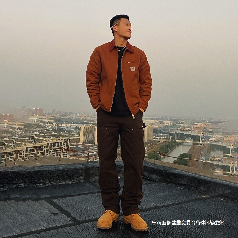 In-Stock B01 Carhartt Logging Pants American High Street Vibe Style Casual Pants Heavy Double Knee Retro Workwear Black