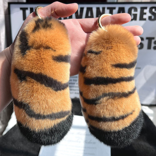 Cute Tiger Tail Soft Plush Car Keychain Holder Couple Gift Book Bag Hang Decor