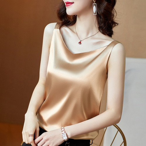Summer V-neck camisole women's ice silk satin outer sleeveless top with small suit and inner bottoming shirt